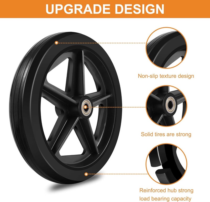 CANWUPON 4Pcs 8 Inch Solid Replacement Wheels - Environmentally Friendly Rubber Material, Wear-Resistant PU Tires, Anti-Slip, and Durable ABS Wheel Hub - Easy to Install (4 Pcs) - Image 5